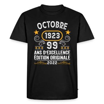 Octobre 1923 99 Ans Anniversaire Idée Cadeau Rétro - T-shirt Premium bio Homme - noir - Devant - Nico (187cm)