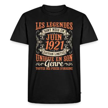 Juin 1921 Anniversaire Idée Cadeau Vintage Légende - T-shirt Premium bio Homme - noir - Devant - Nico (187cm)