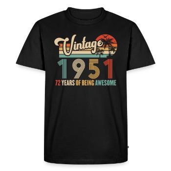 Vintage Année 1951 Anniversaire 72 Ans Idée Cadeau - T-shirt Premium bio Homme - noir - Devant - Nico (187cm)