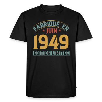 Fabriqué En Juin 1949 Anniversaire Cadeau Vintage - T-shirt Premium bio Homme - noir - Devant - Nico (187cm)