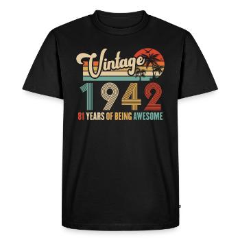 Vintage Year 1942 Anniversary 81 Years Gift Idea - Men's Premium Organic T-Shirt - black - Front - Nico (187cm)