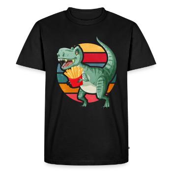 Dinos Dear French Fries Gift - Men's Premium Organic T-Shirt - black - Front - Nico (187cm)