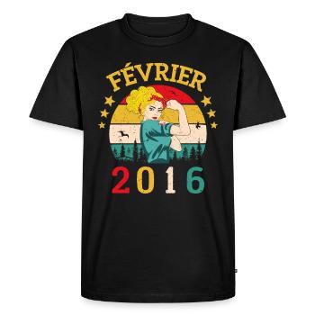 Février 2016 anniversaire idée cadeau vintage 2016 - T-shirt Premium bio Homme - noir - Devant - Nico (187cm)
