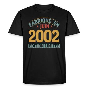 Fabriqué En Juin 2002 Anniversaire Cadeau Vintage - T-shirt Premium bio Homme - noir - Devant - Nico (187cm)