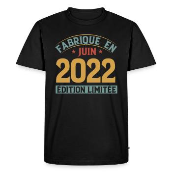 Fabriqué En Juin 2022 Anniversaire Cadeau Vintage - T-shirt Premium bio Homme - noir - Devant - Nico (187cm)