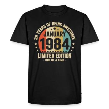 39 years January 1984 Anniversary Vintage gift - Men's Premium Organic T-Shirt - black - Front - Nico (187cm)