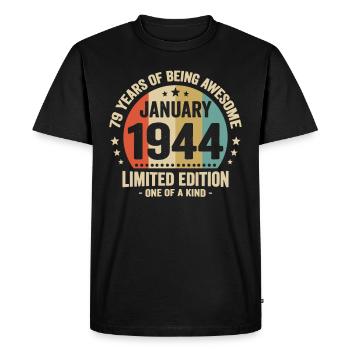 79 years January 1944 Anniversary Vintage gift - Men's Premium Organic T-Shirt - black - Front - Nico (187cm)
