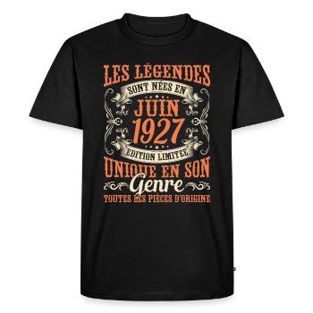Juin 1927 Anniversaire Idée Cadeau Vintage Légende - T-shirt Premium bio Homme - noir - Devant - Nico (187cm)
