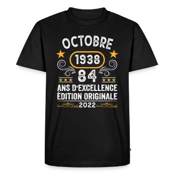 Octobre 1938 84 Ans Anniversaire Idée Cadeau Rétro - T-shirt Premium bio Homme - noir - Devant - Nico (187cm)