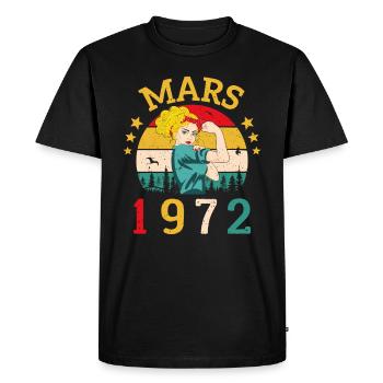 Mars 1972 Anniversaire Idée Cadeau Vintage 1972 - T-shirt Premium bio Homme - noir - Devant - Nico (187cm)