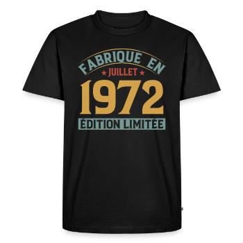 Fabriqué En Juillet 1972 Anniversaire Vintage 1972 - T-shirt Premium bio Homme - noir - Devant - Nico (187cm)