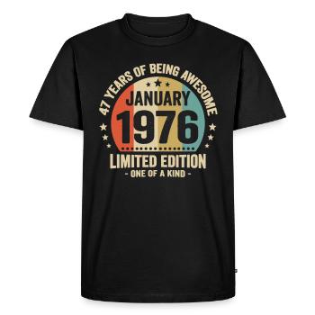 47 Ans Janvier 1976 Anniversaire Cadeau Vintage - T-shirt Premium bio Homme - noir - Devant - Nico (187cm)