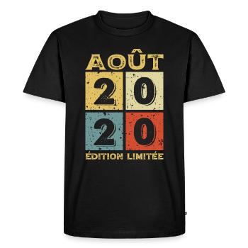 Août 2020 Original Idée Cadeau Anniversaire - T-shirt Premium bio Homme - noir - Devant - Nico (187cm)