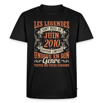 Juin 2010 Anniversaire Idée Cadeau Vintage Légende - T-shirt Premium bio Homme - noir - Devant - Nico (187cm)
