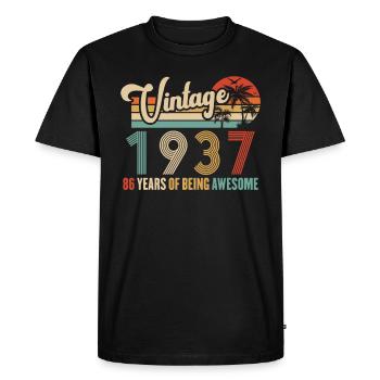Vintage Année 1937 Anniversaire 86 Ans Idée Cadeau - T-shirt Premium bio Homme - noir - Devant - Nico (187cm)