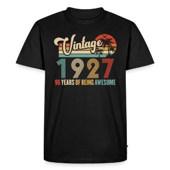 Vintage Année 1927 Anniversaire 96 Ans Idée Cadeau - T-shirt Premium bio Homme - noir - Devant - Nico (187cm)