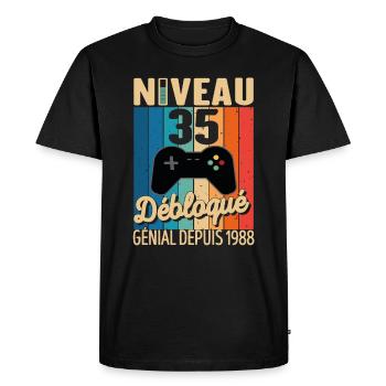 35 Ans 1988 Anniversaire Cadeau Citation Gamer - T-shirt Premium bio Homme - noir - Devant - Nico (187cm)