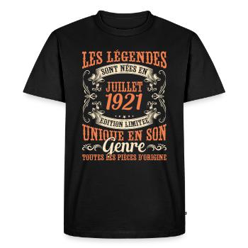 Juillet 1921 Anniversaire Idée Cadeau Vintage - T-shirt Premium bio Homme - noir - Devant - Nico (187cm)