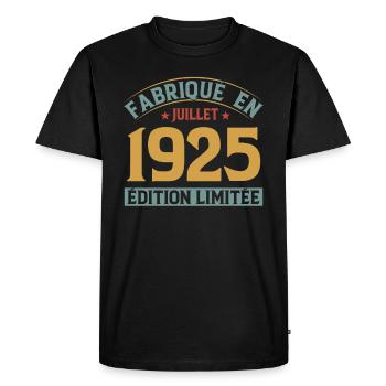 Fabriqué En Juillet 1925 Anniversaire Vintage 1925 - T-shirt Premium bio Homme - noir - Devant - Nico (187cm)
