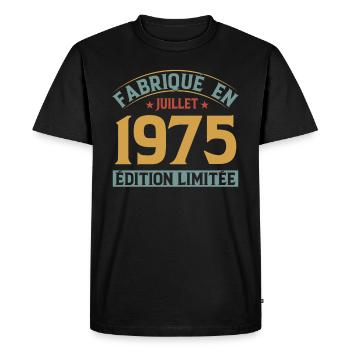 Fabriqué En Juillet 1975 Anniversaire Vintage 1975 - T-shirt Premium bio Homme - noir - Devant - Nico (187cm)