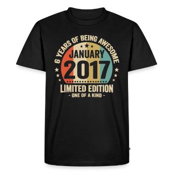6 Ans Janvier 2017 Anniversaire Cadeau Vintage - T-shirt Premium bio Homme - noir - Devant - Nico (187cm)