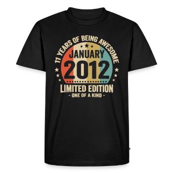 11 Ans Janvier 2012 Anniversaire Cadeau Vintage - T-shirt Premium bio Homme - noir - Devant - Nico (187cm)