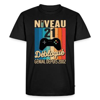 21 Ans 2002 Anniversaire Cadeau Citation Gamer - T-shirt Premium bio Homme - noir - Devant - Nico (187cm)