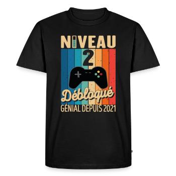2 Ans 2021 Anniversaire Cadeau Citation Gamer - T-shirt Premium bio Homme - noir - Devant - Nico (187cm)
