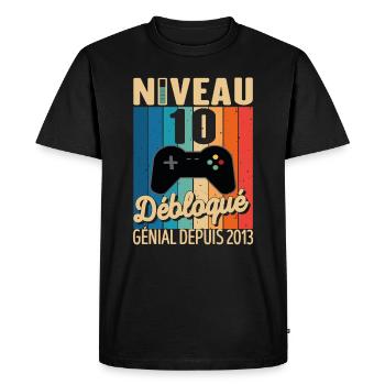 10 Ans 2013 Anniversaire Cadeau Citation Gamer - T-shirt Premium bio Homme - noir - Devant - Nico (187cm)