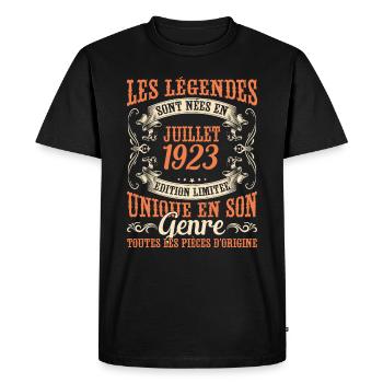 Juillet 1923 Anniversaire Idée Cadeau Vintage - T-shirt Premium bio Homme - noir - Devant - Nico (187cm)