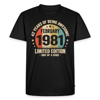 42 Ans D'être Génial Depuis Février 1981 - T-shirt Premium bio Homme - noir - Devant - Nico (187cm)