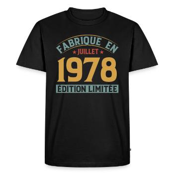 Fabriqué En Juillet 1978 Anniversaire Vintage 1978 - T-shirt Premium bio Homme - noir - Devant - Nico (187cm)