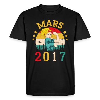 Mars 2017 Anniversaire Idée Cadeau Vintage 2017 - T-shirt Premium bio Homme - noir - Devant - Nico (187cm)