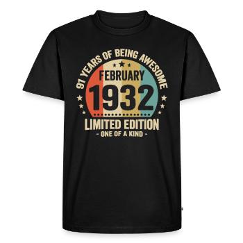 91 Ans D'être Génial Depuis Février 1932 - T-shirt Premium bio Homme - noir - Devant - Nico (187cm)
