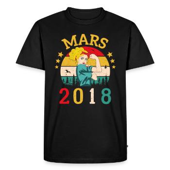 Mars 2018 Anniversaire Idée Cadeau Vintage 2018 - T-shirt Premium bio Homme - noir - Devant - Nico (187cm)