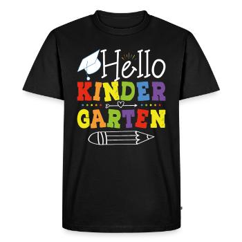 Hello Kindergarten - Men's Premium Organic T-Shirt - black - Front - Nico (187cm)