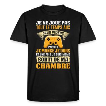 Gamer Gaming Joueur De Jeux Vidéo Nerd Console Jeu - T-shirt Premium bio Homme - noir - Devant - Nico (187cm)