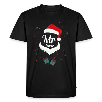 Mr et Mme Santa Claus Pyjamas Matching Couples - T-shirt Premium bio Homme - noir - Devant - Nico (187cm)