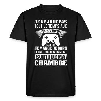 Gamer Gaming Joueur De Jeux Vidéo Nerd Console Jeu - T-shirt Premium bio Homme - noir - Devant - Nico (187cm)
