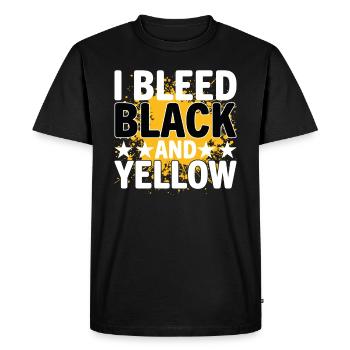 I Bleed Black And Yellow Je Saigne Noir Et Jaune - Men's Premium Organic T-Shirt - black - Front - Nico (187cm)