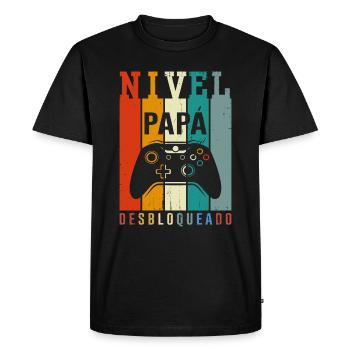 Niveau Papa Débloqué - T-shirt Premium bio Homme - noir - Devant - Nico (187cm)