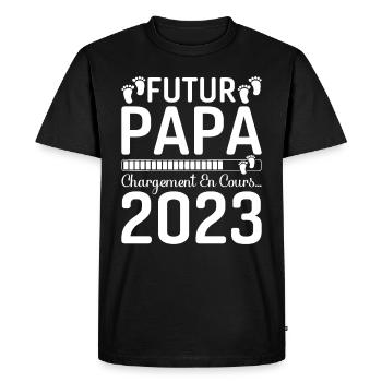 Papa Père Futur Papa 2023 Idée Cadeau Dad - T-shirt Premium bio Homme - noir - Devant - Nico (187cm)
