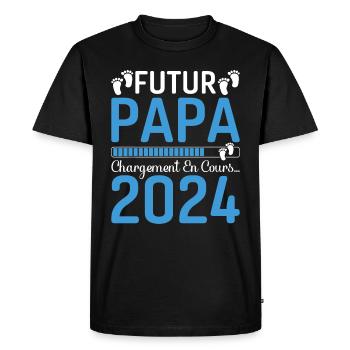 Futur Papa 2024 Père Idée Cadeau Fête Des Pères - T-shirt Premium bio Homme - noir - Devant - Nico (187cm)