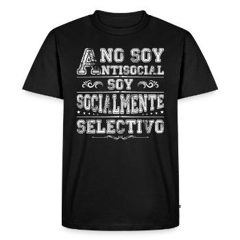 Anti Social Anti-social Cadeau Humour Anti Social - T-shirt Premium bio Homme - noir - Devant - Nico (187cm)