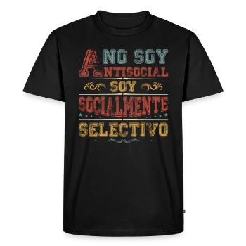 Anti Social Anti-social Cadeau Humour Anti Social - T-shirt Premium bio Homme - noir - Devant - Nico (187cm)
