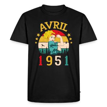 Vintage Flourish Cadeau Anniversaire Avril 1951 - T-shirt Premium bio Homme - noir - Devant - Nico (187cm)