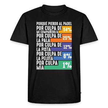 Padel Fun Player Pourquoi Je Perds Au Padel - T-shirt Premium bio Homme - noir - Devant - Nico (187cm)