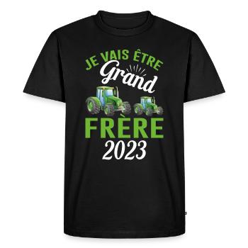Je Vais Être Grand Frère 2023 - T-shirt Premium bio Homme - noir - Devant - Nico (187cm)