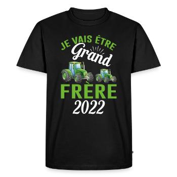 Je Vais Être Grand Frère 2022 - T-shirt Premium bio Homme - noir - Devant - Nico (187cm)
