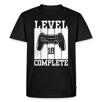 Niveau 18 Complété - T-shirt Premium bio Homme - noir - Devant - Nico (187cm)